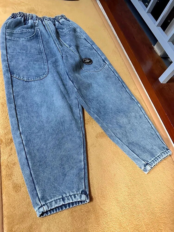 Vrećaste plišane harem traperice Ženske ležerne visoke struke Vaqueros Vintage Oversize 85 kg Tople deblje traper hlače Zimska odjeća za snijeg