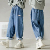 Fete Pantaloni lungi Bumbac Jean Pantaloni 2023 Albastru Primavara Vara Adolescenti Sport Scoala Bebelusi Copii Imbracaminte pentru copii