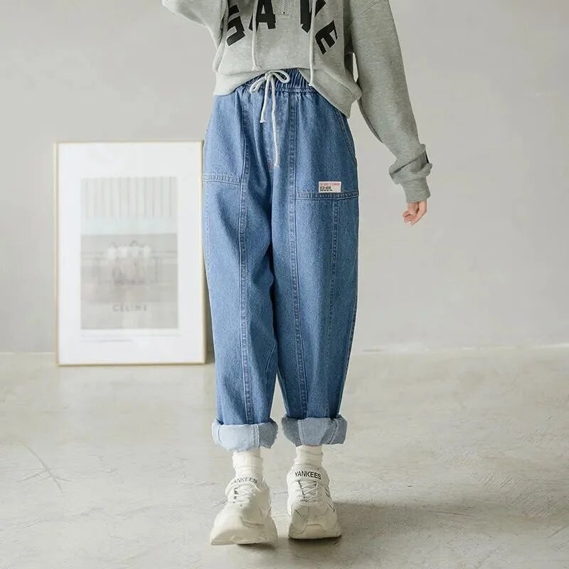 Fete Pantaloni lungi Bumbac Jean Pantaloni 2023 Albastru Primavara Vara Adolescenti Sport Scoala Bebelusi Copii Imbracaminte pentru copii