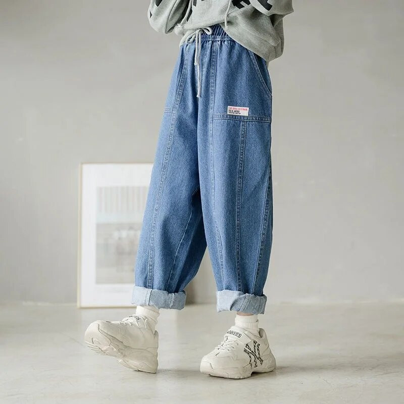 Fete Pantaloni lungi Bumbac Jean Pantaloni 2023 Albastru Primavara Vara Adolescenti Sport Scoala Bebelusi Copii Imbracaminte pentru copii