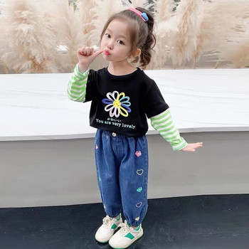 Κοριτσίστικα Μακριά Παντελόνια Βαμβακερά Jean Παντελόνια 2023 Floral Άνοιξη Καλοκαίρι Plus Size Teenagers Παιδικά Παιδικά Ρούχα