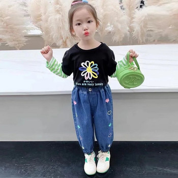 Κοριτσίστικα Μακριά Παντελόνια Βαμβακερά Jean Παντελόνια 2023 Floral Άνοιξη Καλοκαίρι Plus Size Teenagers Παιδικά Παιδικά Ρούχα