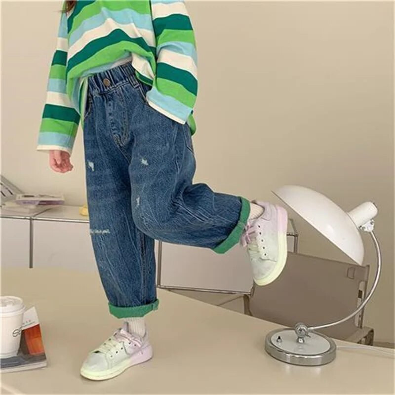 Djevojčice Duge hlače Pamučne jeans hlače 2023 Cool proljeće ljeto Tinejdžeri Sport Škola Dječja dječja odjeća za bebe