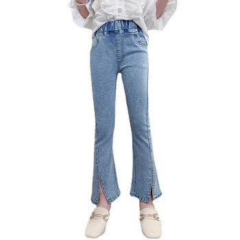 Нови пролетни летни дънки за момичета Детски дънкови панталони за момичета Тесни еластични дънки Модни детски панталони с малка цепка Разкроени панталони