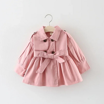 Trench φθινοπωρινό παλτό για κορίτσια με μακρυμάνικο μωρό πέτο γιακά ζακέτα Παιδικά ρούχα Αντιανεμική ζώνη βαμβακερή νέα