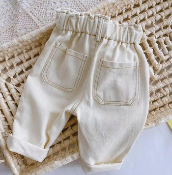 Бебешки панталони за бебета 0-4 години Бебешки меки дънки Пролетни момчета и момичета Корейско издание Едноцветни ежедневни големи PP панталони с висока талия