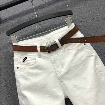 Άνοιξη 2022 Νέα μόδα Γυναικεία Ψηλόμεση Φαρδιά Λευκό Τζιν παντελόνι ταιριαστό casual ελαστικό τζιν βαμβακερό παντελόνι χαρέμι S963