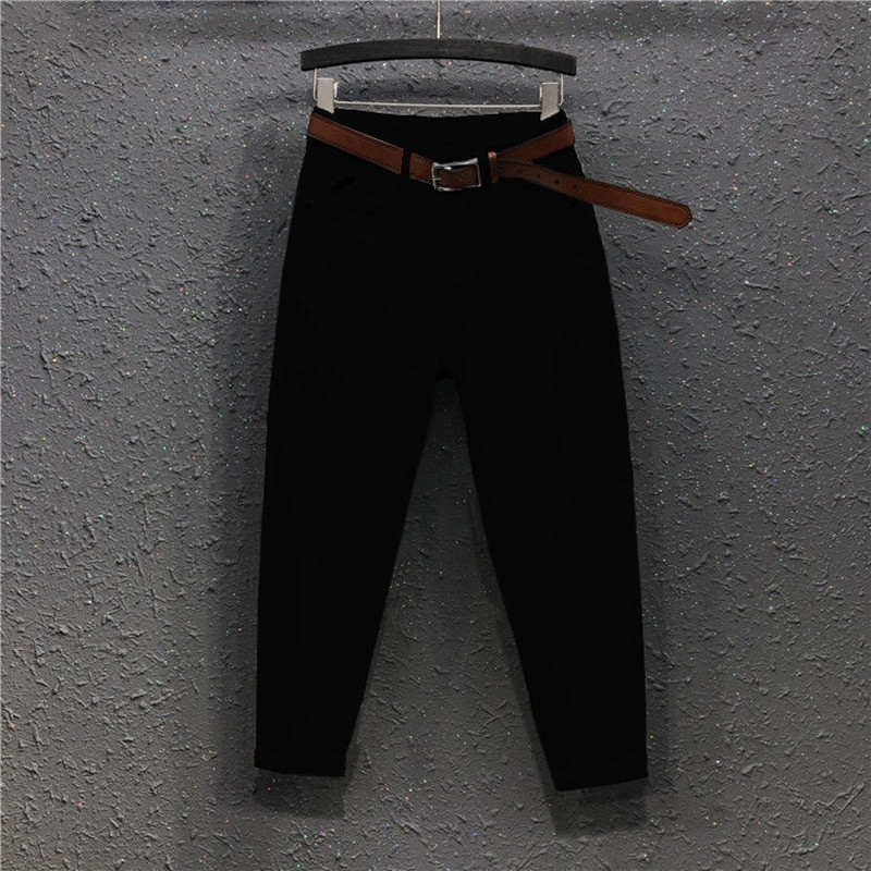 2022 m. pavasario naujos mados moteriškos aukšto juosmens laisvi balti džinsai Visiškai tinkantys laisvalaikio elastiniai džinsiniai medvilniniai haremo kelnės S963