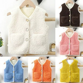 Vestă solidă de pluș pentru copii, toamnă iarnă, îngroșă, caldă, băiat, fată, veste pentru bebeluși, simplă, versatilă, pentru copii, haină fără mâneci, îmbrăcăminte pentru copii