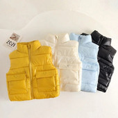 Pūkinė vaikiška liemenė, kišenė su užtrauktuku, kišenė be rankovių, šilta žieminė liemenė mergaitei, laisvalaikio liemenė vaikams Nauja liemenė