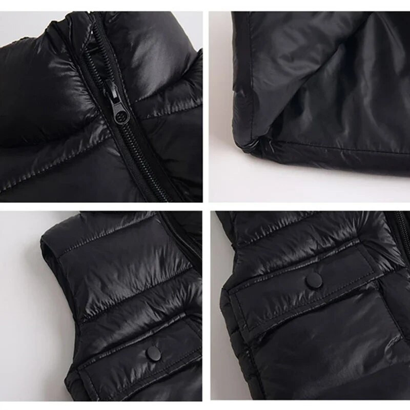 Pūkinė vaikiška liemenė, kišenė su užtrauktuku, kišenė be rankovių, šilta žieminė liemenė mergaitei, laisvalaikio liemenė vaikams Nauja liemenė