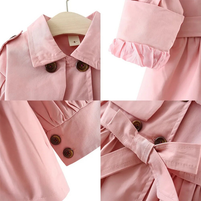 Îmbrăcăminte pentru copii Trench pentru fetițe Jachetă pentru copii Primăvară Toamnă Stil coreean Trench drăguț pentru fetițe Jachetă de vânt