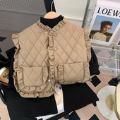 Vestă Vestă 2022 fără mâneci cu decolteu O guler Lungime obișnuită Bumbac Solid Moale Simplu Casual Confortabil Iarna Copii Fete