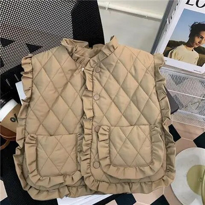 Vestă Vestă 2022 fără mâneci cu decolteu O guler Lungime obișnuită Bumbac Solid Moale Simplu Casual Confortabil Iarna Copii Fete