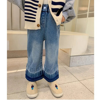 Κορεατικά παιδικά ρούχα 2023 Τζιν για κορίτσια μονόχρωμα Παιδικά τζιν Παντελόνια φαρδιά πόδι Ρούχα για εφήβους Ρούχα για κορίτσια από 2 έως 7 ετών