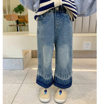 Κορεατικά παιδικά ρούχα 2023 Τζιν για κορίτσια μονόχρωμα Παιδικά τζιν Παντελόνια φαρδιά πόδι Ρούχα για εφήβους Ρούχα για κορίτσια από 2 έως 7 ετών