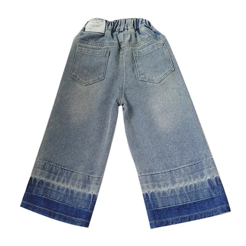 Îmbrăcăminte coreeană pentru copii 2023, blugi pentru fete, culoare uni, denim, pantaloni largi, haine pentru adolescenți, fete de la 2 la 7 ani