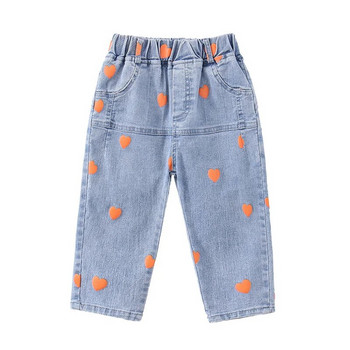 Дълги панталони за момичета Памучни дънкови панталони 2023 Мила Пролет Лято Голям размер Тийнейджъри Бебешки Детски Детски дрехи