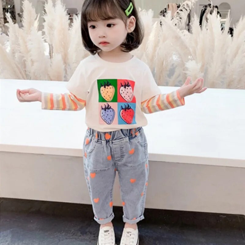 Κορίτσια Μακρύ Παντελόνι Βαμβακερό Jean Παντελόνι 2023 Sweetheart Άνοιξη Καλοκαίρι Plus Size Teenagers Βρεφικά Παιδικά Παιδικά Ρούχα