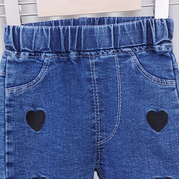 100% βαμβακερό κεντημένο τζιν για κορίτσια με εμπριμέ 2024 Άνοιξη Νέο Παιδικό Casual ελαστικό τζιν ίσιο παντελόνι Βρεφικό παντελόνι