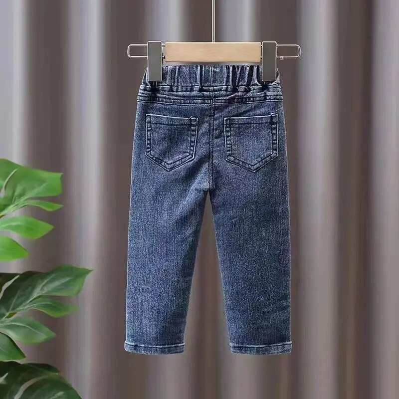 Djevojčice Proljetne i jesenske traperice Nove ravne tube hlače Dječje hlače 1-7 godina Ležerne hlače za bebe Zimske plus hlače od flisa