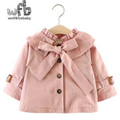 Comerț cu amănuntul 0-3 ani bumbac culoare uni cu mâneci lungi pentru fetiță cu glugă jachetă de vânt copii primăvară toamnă toamnă