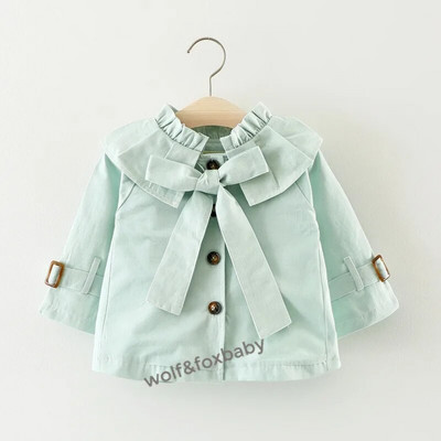 Comerț cu amănuntul 0-3 ani bumbac culoare uni cu mâneci lungi pentru fetiță cu glugă jachetă de vânt copii primăvară toamnă toamnă