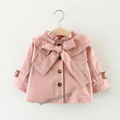 Comerț cu amănuntul 0-3 ani bumbac culoare uni cu mâneci lungi pentru fetiță cu glugă jachetă de vânt copii primăvară toamnă toamnă