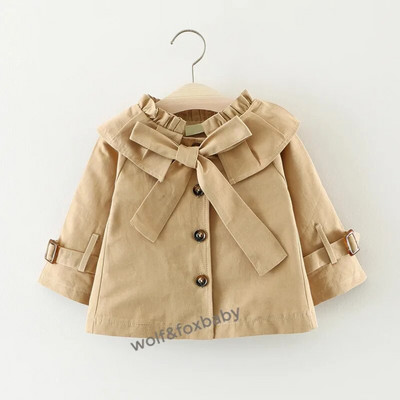 Comerț cu amănuntul 0-3 ani bumbac culoare uni cu mâneci lungi pentru fetiță cu glugă jachetă de vânt copii primăvară toamnă toamnă