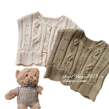 2023 г. Нов моден пролетен и есенен висококачествен едноцветен сладки момичета и момчета Топъл ежедневен удобен пуловер с жилетка