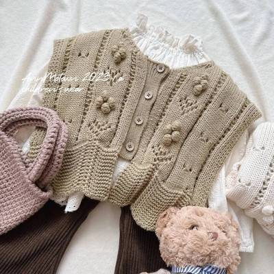 2023 Nouă modă de primăvară și toamnă de înaltă calitate, de culoare solidă, dulci, fete și băieți, calduros, ocazional, confortabil, vestă, pulover