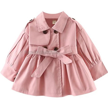Детски дрехи Едноцветно палто за момичета Детско яке Пролет Есен Сладки бебешки дрехи