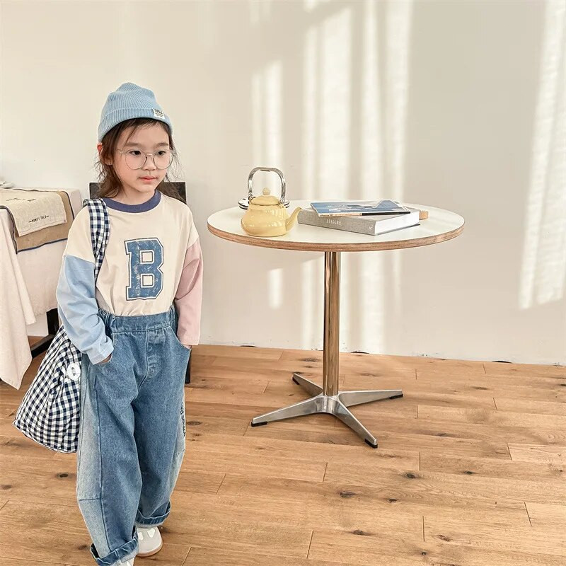 2024 de primăvară noi, pantaloni largi din denim pentru copii, fetițe, pantaloni casual, modă, băieți, blugi, pantaloni harem, haine pentru copii