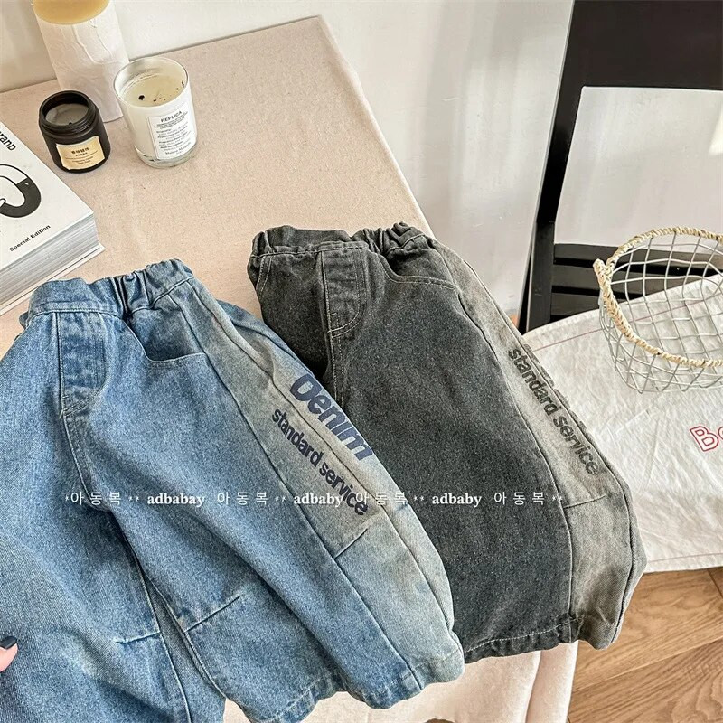 2024 de primăvară noi, pantaloni largi din denim pentru copii, fetițe, pantaloni casual, modă, băieți, blugi, pantaloni harem, haine pentru copii