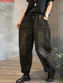 Proljeće i ljeto 2023. Vintage Punk stil Denim široke hlače s printom Ženske harem hlače s elastičnim strukom Mom Wash Jeans