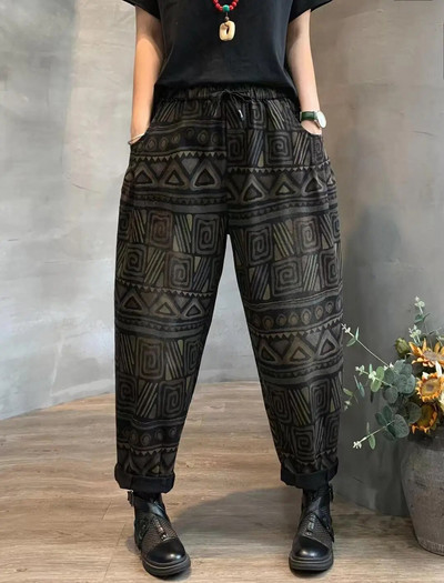 Proljeće i ljeto 2023. Vintage Punk stil Denim široke hlače s printom Ženske harem hlače s elastičnim strukom Mom Wash Jeans