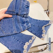 Nove vintage traperice s čipkom za djevojčice za proljeće 2023. Prikladne za djecu od 2 do 8 godina Besplatna dostava Dječja odjeća