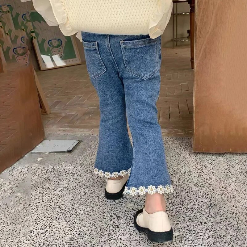 Nove vintage traperice s čipkom za djevojčice za proljeće 2023. Prikladne za djecu od 2 do 8 godina Besplatna dostava Dječja odjeća