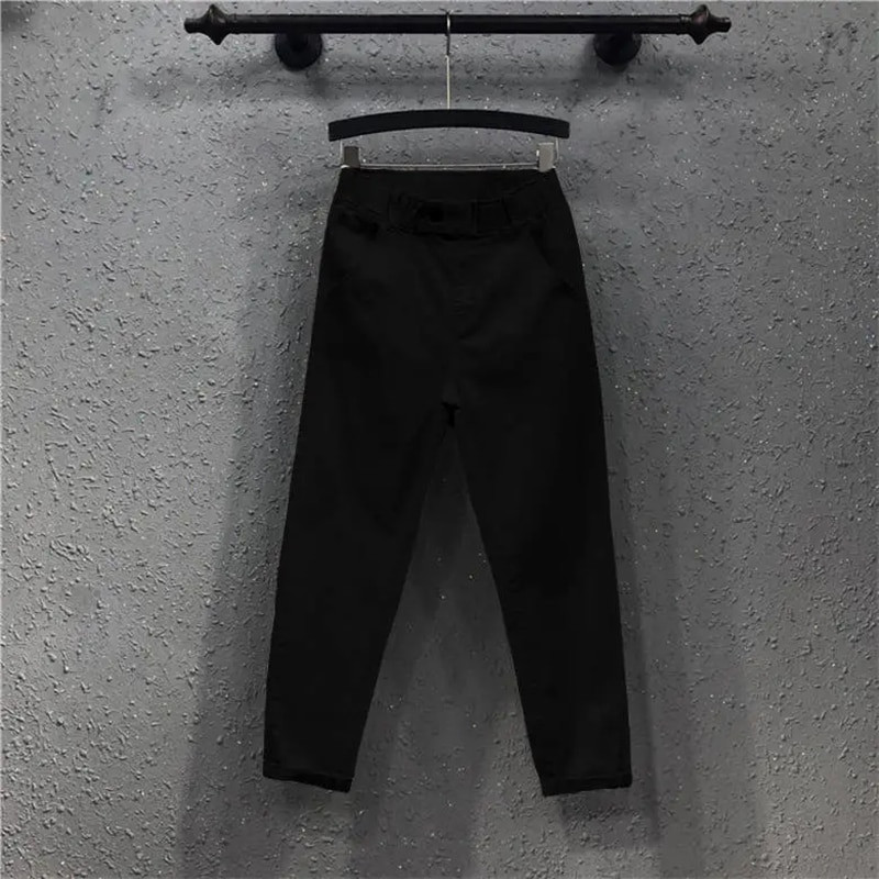 Ženske umjetne traperice do gležnja proljeće jesen bijele traper hlače široke ležerne harem Vaqueros elastične ravne hlače visokog struka