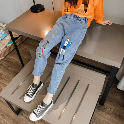 Moda Adolescente Fete Pantaloni creion cu orificii rupte Stil casual Scoala Denim Pantaloni cu talie inalta Copii Stretch Distruge Blugi 2-12 ani