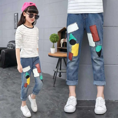 Moda Adolescente Fete Pantaloni creion cu orificii rupte Stil casual Scoala Denim Pantaloni cu talie inalta Copii Stretch Distruge Blugi 2-12 ani