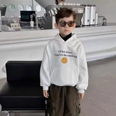 Dječji pulover s kapuljačom za dječju modu Minimalistički i svestrani pulover s velikim džepovima s kapuljačom za bebe i dječake za jesen