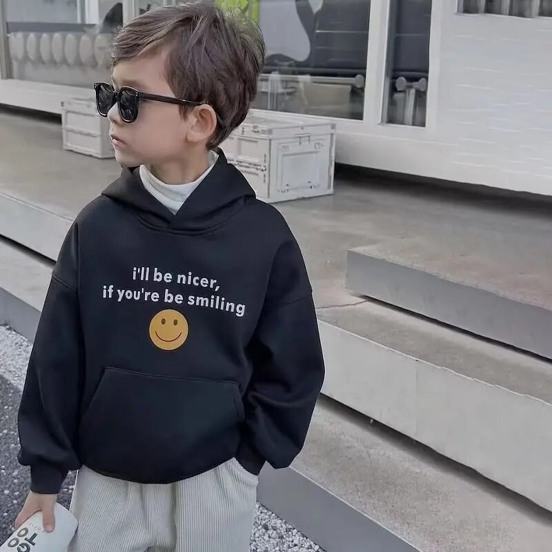 Dječji pulover s kapuljačom za dječju modu Minimalistički i svestrani pulover s velikim džepovima s kapuljačom za bebe i dječake za jesen