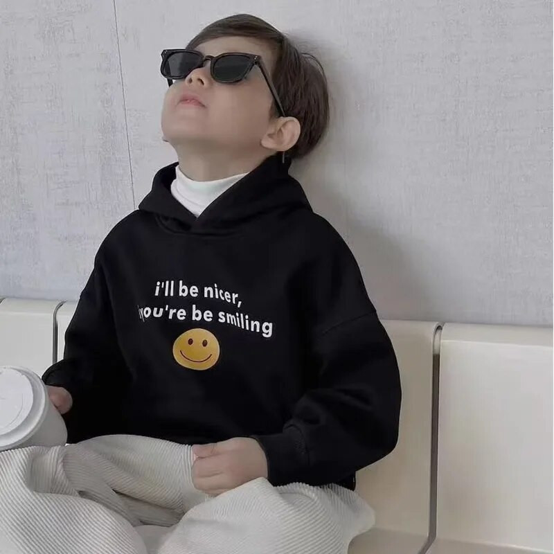 Dječji pulover s kapuljačom za dječju modu Minimalistički i svestrani pulover s velikim džepovima s kapuljačom za bebe i dječake za jesen