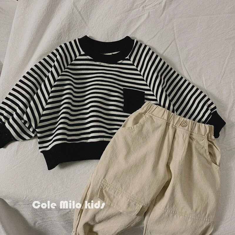 Dječje modne majice s kapuljačom Dječje prugaste majice s trendovima Dječje ležerne trenirke Baby proljeće puloveri Nova jesenska odjeća