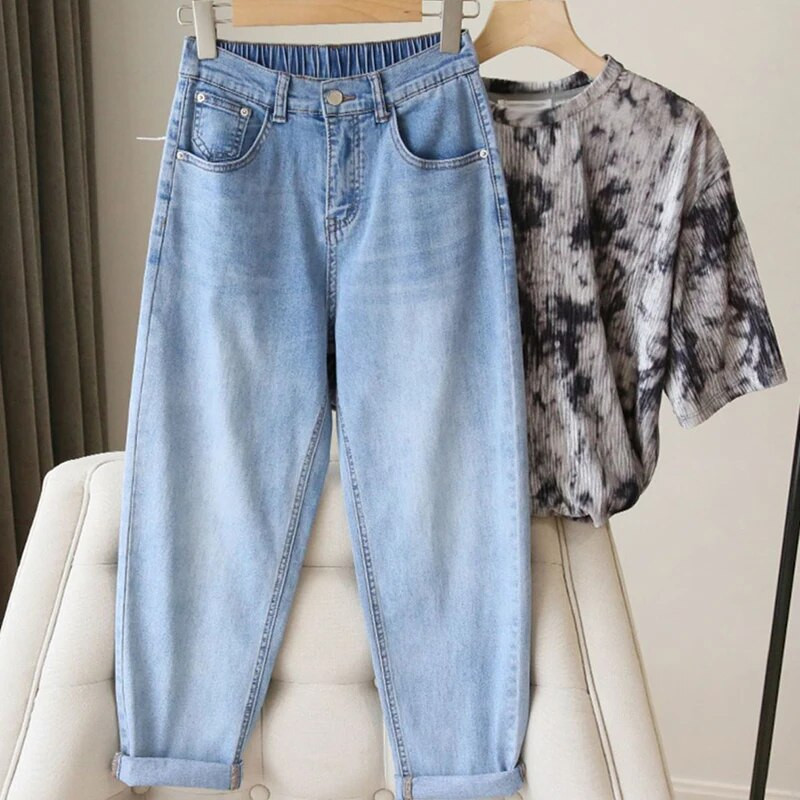 Nou S-5xl Pantaloni drepți largi cu talie înaltă pentru femeie, primăvară, toamnă, buzunar cu nasturi, blugi largi, moda coreeană, pantaloni din denim