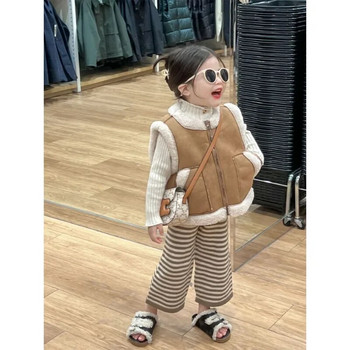 Παιδικά ρούχα Παιδικά ρούχα χειμώνας 2023 Νέο μοντέρνο κορεάτικο γιλέκο για κορίτσια ρετρό μόδα αρνίσιο μαλλί Ζεστό καθημερινό απλό παλτό