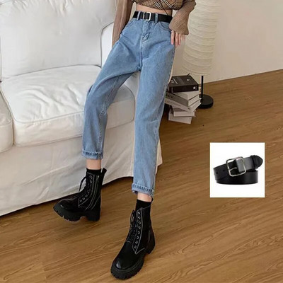 2023. aasta uued kõrge vöökohaga naiste teksad, sügistalvised Korea stiilis pestud puuvillased teksapüksid, naiste vabad vabad kauboihaaremipüksid