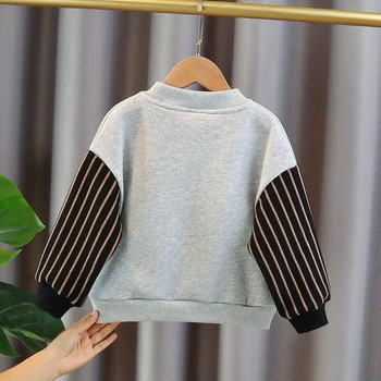2024 Άνοιξη και Φθινόπωρο Νέα καθημερινά παιδικά ρούχα Απλότητα ρίγες στρογγυλή λαιμόκοψη, μακρυμάνικα, πολυχρηστικά μπλουζάκια μόδας