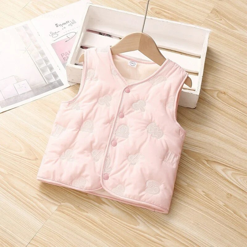 2023 m. rudens žiema Nauja vaikų šilumos liemenė Korėjos mergaičių princesės paltas berniukų vaikiškas margintas siuvinėtas medvilninės striukės liemenė